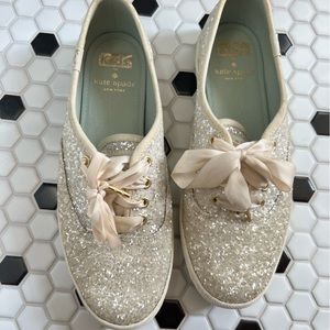 Kate Spade Keds Cream Glitter Celebration Lace Up